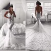 Illusion Elegante Meerjungfrau -Rückenkleider bedeckte Knöpfe Spitze Applikze Chapel Zug maßgeschneiderte Hochzeitskleid Vestido de Novia