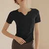 Yogasträkt T-shirt Löst kortärmad topp för kvinnors professionella körning Pilates Training Gym 2024 Ny modell