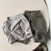 Szorty Dziecięce Vintage w paski bawełniane bawełniane spodnie wiosna i jesień Nowe Japonia chłopcy i dziewczęta swobodne luźne spodnie z szerokimi nogawkami WTP122L2403