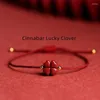 Charme Armbänder handgefertigtes rotes Seil Lucky Clover Armband Naturlila Perlen Frauen Männer Paar verstellbare Armreifen fallen