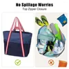 Sacs de rangement Capacité de sac de plage à fermeture éclair étanche avec des poches multiples douche à mailles sèches pour les articles de toilette de voyage lavage du corps