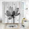 Vorhänge abstrakte Lotus Blume Duschvorhang Sets glühen blumig auf dem Wasserstoff Stoff Badezimmer Vorhang Nonslip Toilettendeckel und Badematte