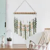 Decorative Figurines Bohemian Wall Hanging Decoration Artificial Eucalyptus Leaves Wooden Beads Cotton Rope Boho Living Room Art Pendant