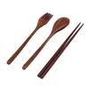 Set di stoviglie Copsticks Scoon Forksumo Set di posate in legno Colore solido manico lungo Guida di riso senza slitta