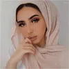 QUALITÀ ETNICA QUALITÀ PARLL Chiffon Sciallio lungo Muslim Scarf's Scarf's Gestante Shimmer perline per perle di testa morbida Avvolgimento comodo hijab