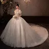 2024 Sexy A Línea Vestidos de novia vestidos de novia Cristales florales Boho Boho Country Vestidos De Novia Custom Hade Long Bridal Gowns de gran tamaño Trasa de barrido Aplicada Tren de barrido