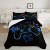 Одеяло 3pcs Queen Bedding Blue Grip, Gamer Set, набор одежды для видеоигр (одеяло и покрывало, не лист)