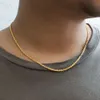 Schnelle Lieferung 2 mm bis 3 mm goldener Seilkettenhip -Hop -Stil Glanz hell echt 10k 14k 18k feste Goldkabelkette Halskette