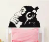 Stickers Banksy Vinyl Wall Decal Monkey With Headphones Chimp Listening to Music In Earphones Street Graffiti Sticker Mural Poster W23