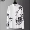 Europese en Amerikaanse gepersonaliseerde bloemenprintshirt Heren 2024 Spring Fashion Casual rimpelbestendige lange mouwen shirt Men S 4xl 07