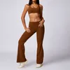 L8713 Women Yoga Outfit Due pezzi set di pantaloni gilet a vita alta aderenza con pantaloni lunghi pantaloni lunghi top senza maniche
