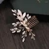 Hårklipp Crystal Leaf Cam Clip Hairn Pin for Women Rhinestone Bridal Wedding Accessories smyckespresent