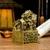 Skulpturen Golden Dragon Statue Kaiser neun Drachen Jade Seal Sculpture Messing Chinesische Dragon Seal Home Dekoration Drachen Biest Handwerk