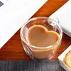 Gobelers 1pc tasses en forme de coeur tasse à café en verre avec tasse de thé à thé de couche à boissons h240506