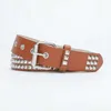 Es Punk Studded Pu Leather Belt Luxury tailleband voor jeans Rivet Square Buckle Taille Retro Casual Fashion Cool Belts For Men Women J240506