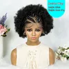 13x6 Spitzenfront geflochtene Perücken Afrika Synthetische Spitze mit Baby Haar für schwarze Frauen versaute lockige Haarperiere 240430
