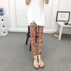 Femmes chaussettes cardées pantalons en maille de leggings pour les femmes extérieurs pantalon d'été à taille haute la lettre de personnalité d'étirement à taille haute