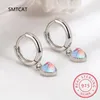 Серьги обручи белое золото, покрытое Huggie Heart Heart Drop Женщины 925 Стерлинговое серебро гипоаллергеное CZ BSE995