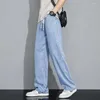 Męskie dżinsy Summer Lyocell workowate elastyczne talia streetwear koreańskie mody dżinsowe szerokopasmowe spodnie Męskie spodnie marki