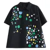 Bloups feminina European American Style Print Polka Dot Manga curta Sweet Girl's Chic Summer Bouse Shirts Street Moda Casual Casual