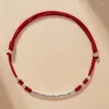 Charme Armbänder handgefertigt silberfarbene Farbe Glücksbänder für Frauen Männer rote Strings Länge Verstellbarer Fußkettchenschmuck