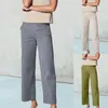 Pantalon de femme pure couleur droite hauteur hauteur zipper bouton de poche incliné la cheville de poche