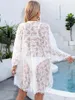 Women's Tops Asymmetric Cardigan Sexy See-through Lace Blouse Strap Kimono Beach Sunscreen Jacket 2024 Fashion Trend