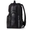 Sac à dos véritable cuir USB Charge des hommes Femmes imperméables Black Ordinal ordinaire de jour Étudiant sac à école Big Man Travel Rucksack