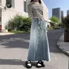 Rokken vintage dames denim lange rok casual a-line slanke wijd uitlopende jean jurk streetwear gewoon high taille midi jeans