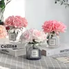 Kwiaty dekoracyjne 5 Curling Rose sztuczne nawilżanie Fałszywe bukiety kwiatowe Wedding Pography Domowe Dekoracja pulpitu ogrodowego