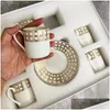 Cups Saucers 6 PCS Urkish Espresso med keramisk kopp uppsättning för kaffekök Party Drink Ware Home Decor Creative Presents Drop Deliver Dhb0e