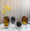 Vases Scandinave Style Gris / Amber Crystal Vase Flower Pot Arrangement décoratif Decoration Décoration de la maison moderne