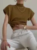 Zoki conçue des femmes tricot t-shirt lâche à manches courtes été Pullover de style coréen mode ol élégante tops féminins 240506