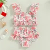 Costume da bagno 03 anni ragazze per bambini set di bikini set toro cimpella con manica a mosca con brief elastici in vita da bagno per la spiaggia estiva