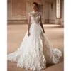 Oszałamiający Bride 2024 Blśnięte sukienki ślubne 3D-płaskie aplikacje ślubne suknie ślubne Paski spaghetti koronkowe sukienki panny młodej w górę