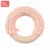 Blöcke 20pc 50 mm Baby Holz Teether Ringspielzeug Häkelrasseln DIY Anhänger Holzlader Kreise Baby Bite Ring Schwester Geschenk Kinderwart