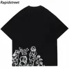 Harajuku Cartoon Girl Katze Japanische Kanji Grafik T -Shirt Streetwear Männer T -Shirt Sommer Kurzarm T -Shirt Tops T -Shirts Unisex 240426