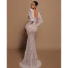 Jurken Puffy Lace Long Mermaid Sheeves Designer trouwjurk volle kanten bruidsjurken