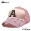 Caps de bola fofos crianças bonés de beisebol meninas do sol viseira chapéus meninos snapback Casquette gorras letra um chapéu de hip-hop Kids Summer Mesh Cap D240507