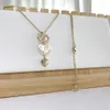 Collier de créateur percez le collier de perle 18 colliers de luxe en gros de style en gros de la marque à double lettre plaquée crysatl ramine