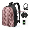 Zaino divertente stampa grafica rossa nera su pattern USB Charge Men Borse da donna Bag Bag Travel Laptop