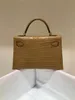 Designväska varumärke handväska liten axelväska 19,5 cm matt krokodil hud helt handgjorda kvalitet svart ljusgrå färger snabb leverans