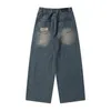 Мужские джинсы мода унисекс разорванные брюки Y2K Мужчины