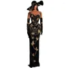 Robes décontractées 2024 Fashion Elegant Femmes Long Robe Black Golden Butterfly Diamond Diamond Chain Celebrity Nightclub MAXI Stage Costume