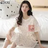 Vêtements de nuit pour femmes Sukae 100% coton pur femme Capris Pyjama ensemble à manches longues à manches longues pantalons d'été Pantalon d'été Pyjamas WX