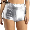 Frauen Shorts Mode Frauen glänzende metallische hohe Taille sexy schlanke Sommerhose Elastizität Erwachsener weiblicher Cheer -Tanzparty Clubwear