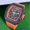 Montre de bracelet RM mâle RM011 orange Storm Black Ceramic Limited Edition 30 pièces Mens Fashion Leisure Business Sports Mécanique