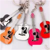 Key Rings Classic Guitar Sier Pendant Keychain Alloy Car Ring Musical Men Women Charms Gifts Jewelry Accessories Bk 10Pcs/Lot Drop De Dhpe7