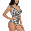 Donne da bagno femminile Donne Vintage Toile Pattern One Piece Sexy Sumpuit Sump Summer Beach Wear Slimming Bareding Adday