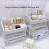 Opbergboxen bakken nagel kunstgereedschap opbergdoos plastic nagellak organizer hendel accessoires bureaublad cosmetica reklade container q240506